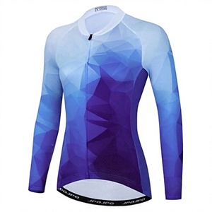 เสื้อจักรยานสำหรับผู้หญิง JS OEM คุณภาพสูง ออกแบบฟรี แขนสั้น ซิปเต็มตัว ผ้ายืดสแปนเด็กซ์/โพลีเอสเตอร์ ป้องกันรังสียูวี ทรงสำหรับแข่งขัน - Product Image 3