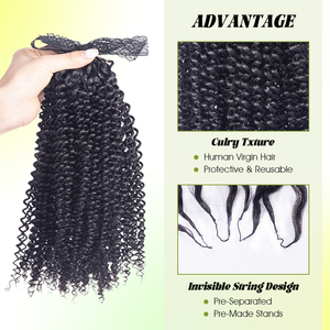 Extensioni per capelli umani all'uncinetto invisibili a doppia trama, effetto piuma, ricci <span class=keywords><strong>afro</strong></span>, molto vendute - Product Image 3