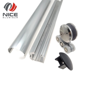 OEM tùy chỉnh đôi theo dõi Bypass trượt Barn <span class=keywords><strong>Door</strong></span> phần cứng thiết kế hiện đại trượt kính đường sắt theo dõi cho cửa trượt ứng dụng - Product Image 6