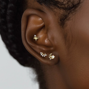 RINNTIN XP102 <span class=keywords><strong>diamante</strong></span> cartílago hélice <span class=keywords><strong>Tragus</strong></span> Piercing joyería 925 plata esterlina pendiente circón Stud pendientes - Product Image 1