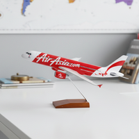 Modèle d'avion Tongde A320 1/100 37,6 cm Air Asia, peinture personnalisable, matériau synthétique en résine, impression sérigraphique