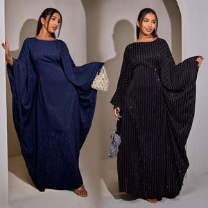 Sharut Abaya Islamico di Lusso da Dubai all'Ingrosso con Farfalle, Abito Musulmano per Donna, Vesti Eid Eleganti con Strass, Abito Abaya Modesto 2025 - Product Image 1