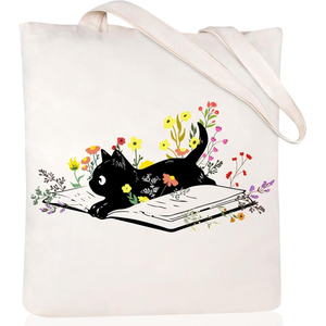Andeiltech Canvas-Tragetasche für Damen, ästhetisch, niedliche Katze, Einkaufstasche, wiederverwendbare Taschen mit Innenreißverschluss, Geschenk für Damen - Product Image 1