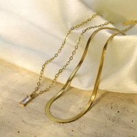 Collier pendentif carré léger en zircon, chaîne double couche pour clavicule, accessoire de mode quotidien pour femme, vente en gros