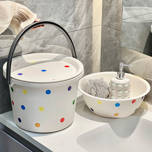 Bộ xô đựng đồ ăn giặt ủi đa năng cầm tay dày thùng giặt bằng nhựa ký túc xá sinh viên gia đình - Product Image 2