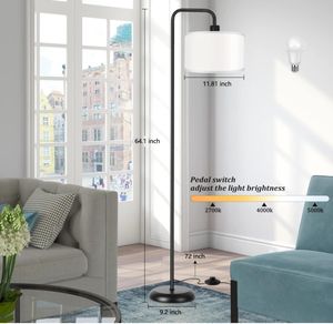 Lámpara <span class=keywords><strong>de</strong></span> <span class=keywords><strong>pie</strong></span> LED moderna mejorada <span class=keywords><strong>de</strong></span> 9W, interruptor <span class=keywords><strong>de</strong></span> <span class=keywords><strong>pie</strong></span> <span class=keywords><strong>de</strong></span> temperatura <span class=keywords><strong>de</strong></span> 3 colores, lámpara <span class=keywords><strong>de</strong></span> <span class=keywords><strong>lectura</strong></span> <span class=keywords><strong>de</strong></span> poste alto negro para dormitorio, estudio, oficina, incluye - Product Image 3