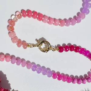 <span class=keywords><strong>Collana</strong></span> di Gemme di Giada <span class=keywords><strong>Rosa</strong></span> in Stile BUBBLEGUM BLISS, Perle di <span class=keywords><strong>Quarzo</strong></span> <span class=keywords><strong>Rosa</strong></span> 5*8mm, <span class=keywords><strong>Collana</strong></span> Artigianale con Perline per Donne e Ragazze, Gioielli da Vacanza - Product Image 5
