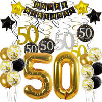 Ensemble de ballons décoratifs en feuille d'aluminium or et noir avec chiffre 30 pour anniversaire, taille moyenne