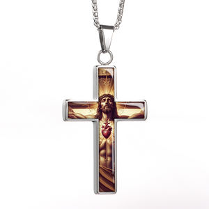 תליון צלב מותאם אישית giveluck שרשרת דתית קסם עם שרף תמונה בתוך מתנה למאמינים הסיטונאי - Product Image 3