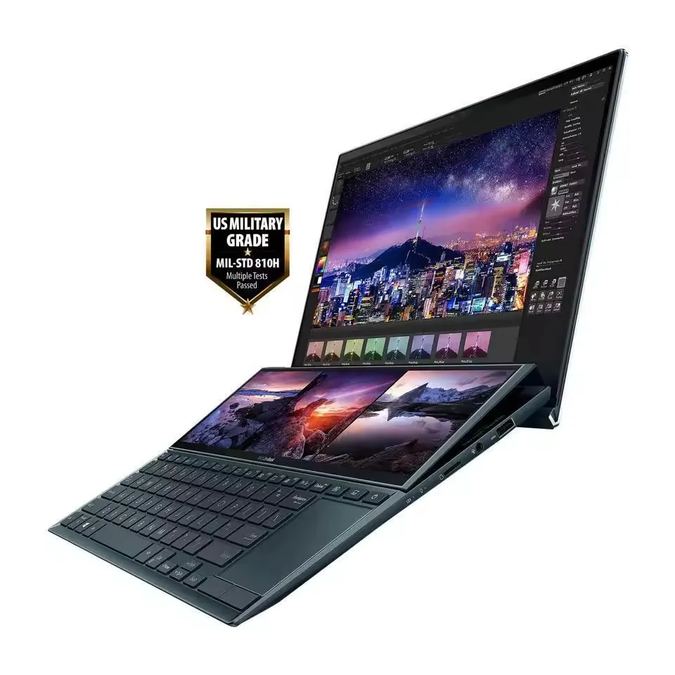 بسعر الجملة ASU S ZenBook Pro Duo UX581 كمبيوتر محمول بشاشة 15.6 بوصة 4K UHD NanoEdge تعمل باللمس بمعالج Core i9-10980HK ذاكرة وصول عشوائي 32 جيجابايت محرك أقراص ثابتة 1 تيرابايت