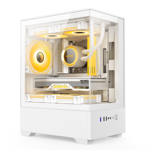 Mini Tower Panoramic Views White Gaming Case Support 240 Liquid Cooler