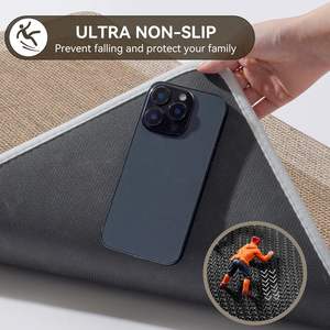 Tapis de salle de bain rectangulaire en fibre de polyester couleur unie avec semelle en caoutchouc de chanvre Sally, antidérapant, séchage rapide, pour usage domestique - Product Image 3