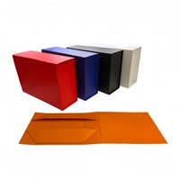 Boîte cadeau pliable monobloc bleue avec rabat magnétique, grand format plat, personnalisable, en papier couché avec pelliculage mat