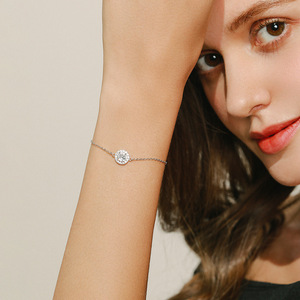S925 Silver Chain <b>Bracelet</b> Round Zircon Snowflake Bezel Setting Classic Women's Everyday Wear Fine Link <b>Bracelet</b> - Product Image 4