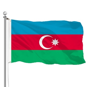 Bandera Personalizada de Azerbaiyán con Impresión Digital a Color Brillante, 90x150cm, Bandera Nacional de Azerbaiyán con Estrella y Media Luna, Poliéster 100D - Product Image 1
