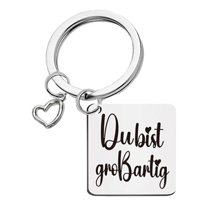 Llavero de acero inoxidable con grabado láser cuadrado, diseño de bendición alemana, ideal como regalo pequeño para el Día de San Valentín. - Product Image 2
