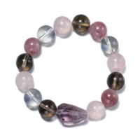 Bracelets en quartz rose de Madagascar faits à la main, énergie curative, porte-bonheur, argent, bracelets spirituels pour femmes