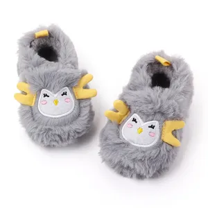 Winter Plush Cartoon Animal Ladybug Fawn Baby Slipper Soft Bottom Non-slip Toddler Shoes