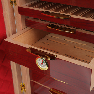 Luxury Handmade American Style MDF Desktop Humidor Custom Logo Wooden Cigar Cabinet <b>Box</b> Polished Lacquer Case Pattern Gift <b>Box</b> - Product Image 6
