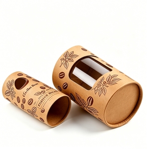 cycled Kraft Paper Tube with <b>Transparent</b> clear PVC Cylinder Aluminum Foil Gift Food Coffee Bean <b>Box</b> Packaging Cream Bottle - Product Image 4