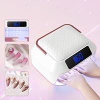 Sèche-ongles électrique portable 2-en-1 en plastique 218W, lampe UV LED X60 rechargeable sans fil avec repose-main