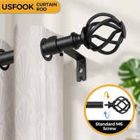 Ensemble de tringle à rideau industrielle à tube unique, noir mat, robuste et réglable pour salon et chambre