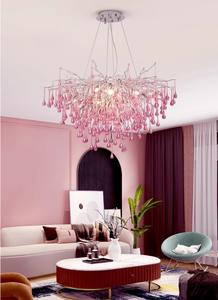 Goutte <span class=keywords><strong>d</strong></span>'<span class=keywords><strong>eau</strong></span> rose <span class=keywords><strong>verre</strong></span> plafonnier moderne chambre Restaurant lustre de luxe lumière hôtel hall salon branche lustre - Product Image 4