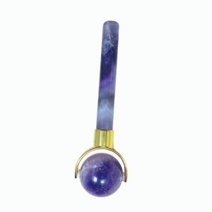 Rodillo Facial de Esfera de Amatista con Sensación Refrescante, Antihinchazón, Marco Metálico Dorado, Herramienta de Belleza, Masajeador Facial Reafirmante y Lifting - Product Image 2
