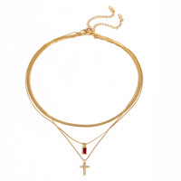 Collier pendentif multicouche haut de gamme pour femme, style européen et américain, avec chaîne en bambou électroplaquée
