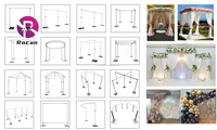 Support de chuppah de mariage réglable, support d'arche florale, support de rideau, cadre métallique, toile de fond de chuppah de mariage pour la décoration d'événements de fête