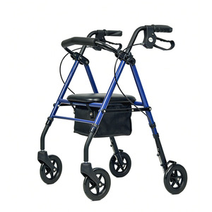 Rayhisheng Foldable Walker <b>With</b> <b>Seat</b> And Storage Bag For Elderly Quick Release Blue <b>Frame</b> Black Legs - Product Image 2