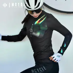 Mcycle-Ropa de ciclismo impermeable para mujer, jersey de manga larga con forro polar térmico, protección UV