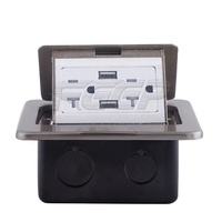 Prise de sol escamotable en acier inoxydable avec 2 ports USB, auto-mise à la terre, 20A, usage résidentiel