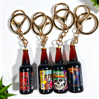 Mini porte-clés en résine en forme de bouteille de vin ou de bière, breloque créative pour sac, cadeau fantaisie