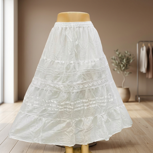 Jupes décontractées pour femmes Banita Drishya, design tendance, mode unique, broderie ethnique occidentale, taille élastique, 100% coton - Product Image 2
