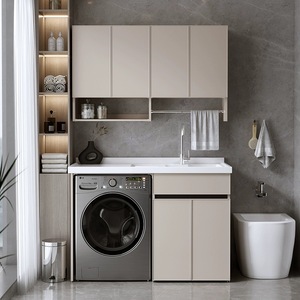 Mueble de Almacenamiento para Balcón de Aluminio Resistente: Mueble para Lavadora con Superficie de Cuarzo Anti-Rayaduras 120*63, Construcción de Aluminio - Product Image 2