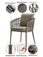 Ensemble table et chaises d'extérieur empilables en alliage d'aluminium nordique avec pieds coniques pour villas, jardins, hôtels, maisons d'exposition, repas de loisirs