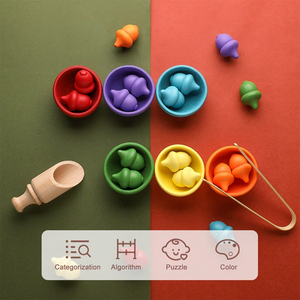 Jouets éducatifs de coordination œil-main Montessori Jeu cognitif de <span class=keywords><strong>perles</strong></span> assorties aux couleurs pour enfants Jeux de matériaux <span class=keywords><strong>en</strong></span> <span class=keywords><strong>bois</strong></span> - Product Image 2
