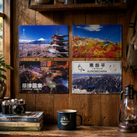 Ensemble de plaques métalliques souvenirs de voyage japonais, plaques en étain personnalisées avec paysages artistiques pour la décoration murale de la maison et la collection personnelle