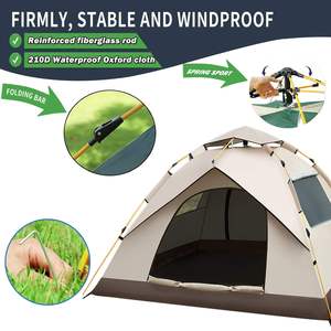 <span class=keywords><strong>Tente</strong></span> de camping et pique-nique extérieure, une chambre, en aluminium, pliable automatique, portable, pop-up, en tissu Oxford enduit noir, imperméable, <span class=keywords><strong>2</strong></span> personnes - Product Image 3