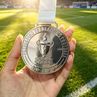 Médaille de Coupe de Football Personnalisée en Alliage de Zinc, Moulage 3D, Émail Souple, Récompense avec Ruban, Vente en Gros
