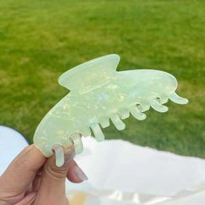 Pince à cheveux classique simple en acétate de cellulose pour femme, nouvelle pince à cheveux requin colorée contrastante pour filles - Product Image 4