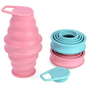 Bán buôn mềm Silicone gấp cup Silicone ráp chai nước 17Oz thể thao ngoài trời du lịch Telescopic trẻ em ly