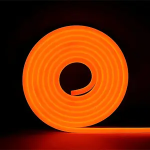 Strip Kabel Fleksibel Neon Led 6Mm Silikon IP67 Tahan Air 12V SMD 2835 DC Warna Kuning Emas Oranye untuk Tanda Huruf