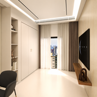 Ensemble de meubles de chambre à coucher modernes en bois grainé crème de qualité supérieure avec lit mural dissimulé pour la décoration d'appartements de luxe modernes