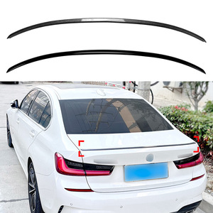 Bmw Rear Spoiler Piano <b>Black</b> Carbon Fiber Texture <b>Trunk</b> Ducktail 3m Tape Installation - Product Image 1