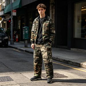 Pantalones Cargo Camuflados Vintage Grunge de Alta Gama, Diseño de Lujo, 360GSM, Tejido Grueso, Lavado, con Parches, Estilo Holgado, Servicio Integral - Product Image 3