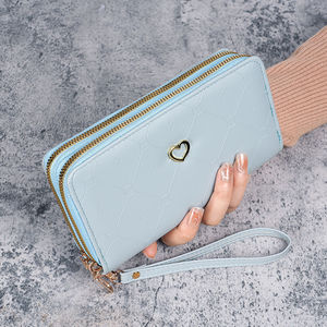 Nueva cartera larga elegante para <span class=keywords><strong>mujer</strong></span> con doble cremallera, moda japonesa y coreana de lujo, gran capacidad, plegable. - Product Image 2