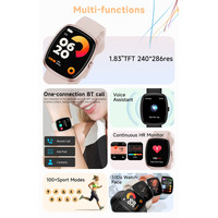 Montre connectée T69 toute nouvelle, écran tactile TFT 1,83 pouces, assistant intelligent, montre connectée carrée, appel BT, suivi d'activité, modes sportifs multiples