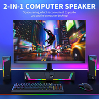 Haut-parleurs d'ordinateur PC SoundBar Haut-parleurs de jeu pour PC Ordinateur Portable Subwoofer de bureau Haut-parleurs RVB filaires Alimenté par USB 3.5mm Aux